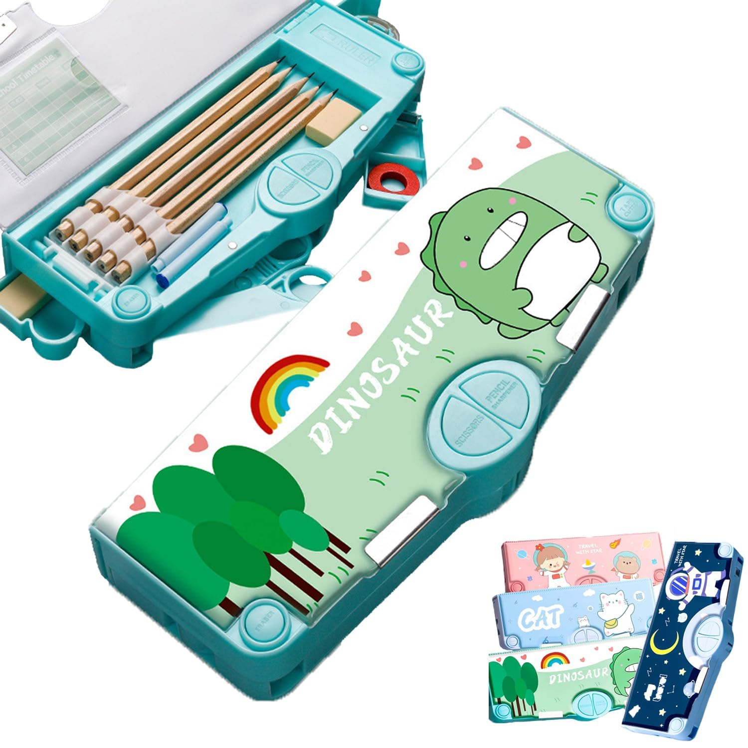 SkyShopy 1PC MULTIFUNCTIONAL PENCIL CASE, LARGE CAPACITY PENCIL BOX FOR BOYS & GIRLS STUDENTS WITH CRAFT SCISSOR PORTABLE STATIONERY ORGANIZER Dinosour SkyShopy 1PC MULTIFUNCTIONAL PENCIL CASE, LARGE CAPACITY PENCIL BOX FOR BOYS & GIRLS STUDENTS WITH CRAFT SCISSOR PORTABLE STATIONERY ORGANIZER Dinosour